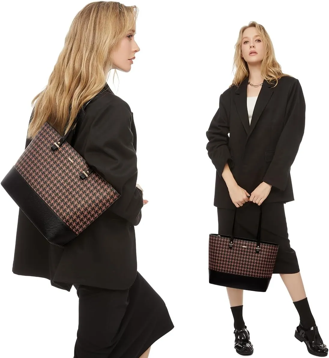 Purses for Women Classic Shoulder Tote Satchel Hobo Bags 3pcs Handbags Gift for Her Brown