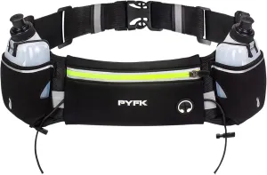 PYFK Upgraded Running Belt with Water Bottles, Hydration Belt for Men and Women, Water Bottle Holder Running Pouch Belt, Fanny Pack Fits 7 inches Phones, Waist pack for Running Hiking Climbing