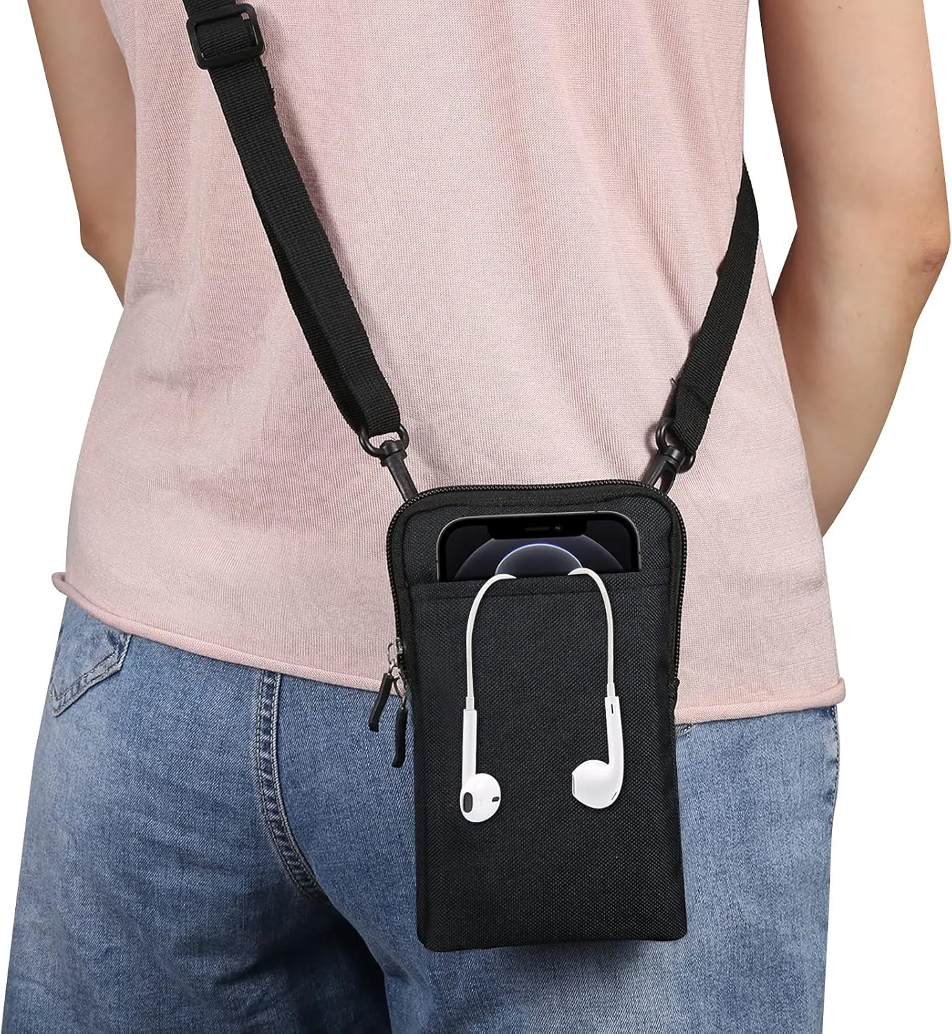QBYVQQN Cell Phone Waist Belt Holster Mens, Waterproof Zipper Crossbody Smartphone Shoulder Messenger Bag Wallet Sling Bag