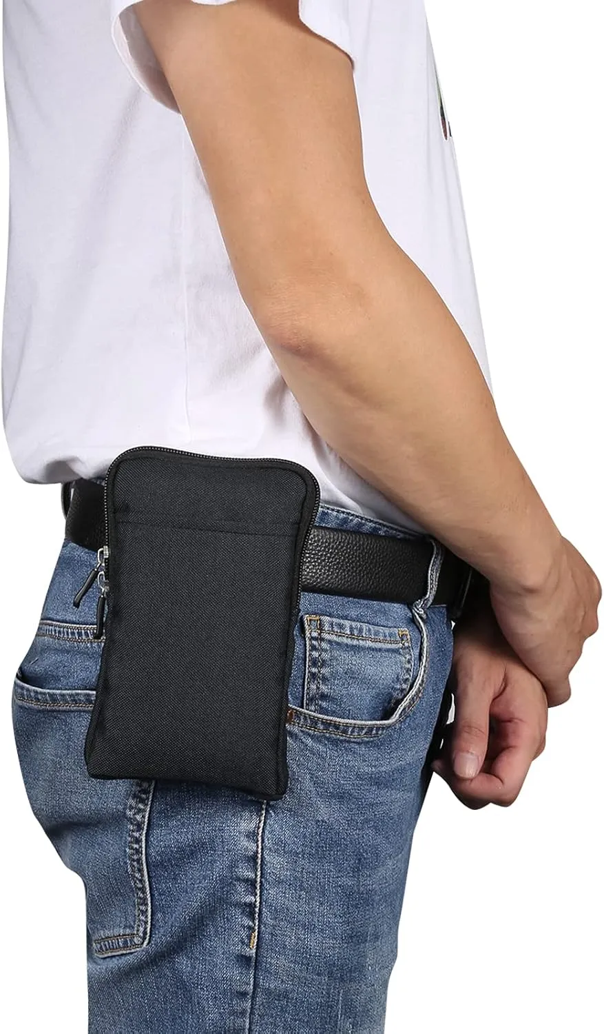 QBYVQQN Cell Phone Waist Belt Holster Mens, Waterproof Zipper Crossbody Smartphone Shoulder Messenger Bag Wallet Sling Bag