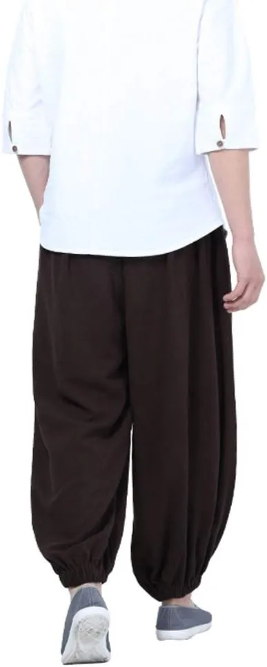 QIEZI Men Casual Practice Meditation Loose Pants