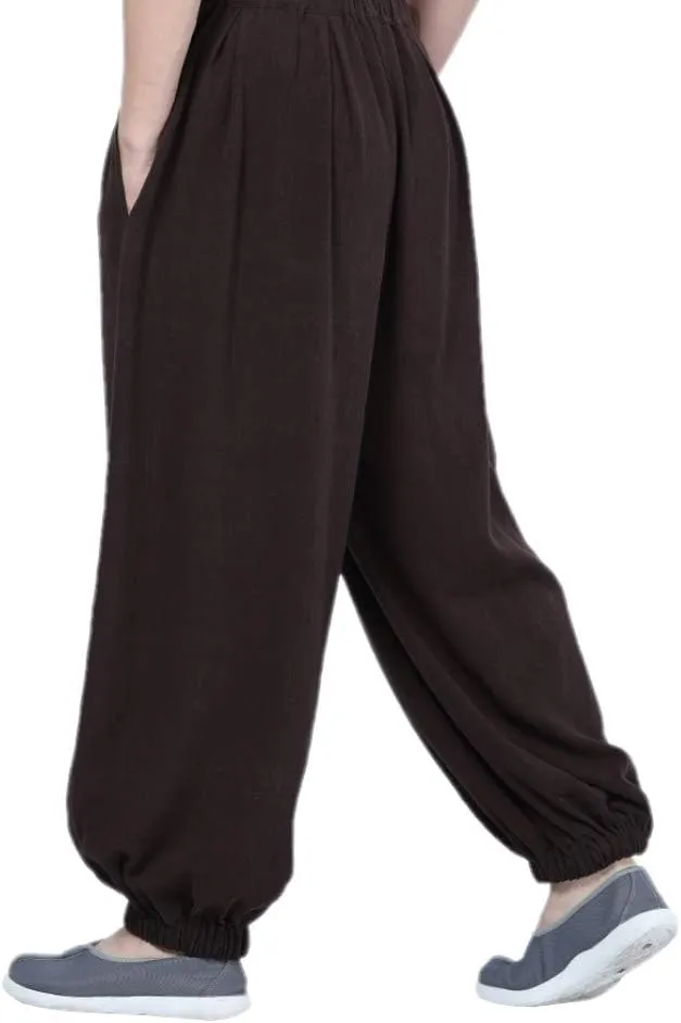 QIEZI Men Casual Practice Meditation Loose Pants