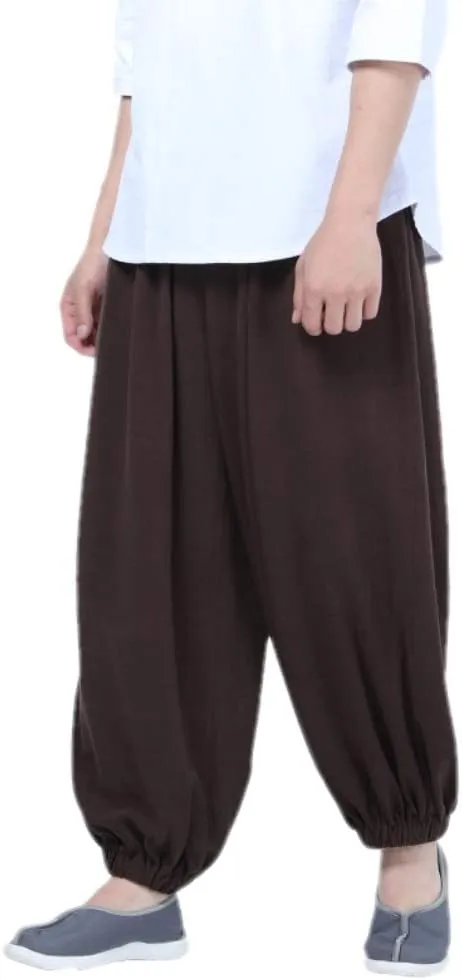 QIEZI Men Casual Practice Meditation Loose Pants