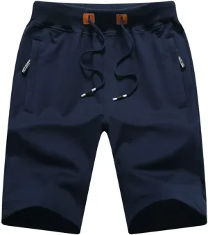QPNGRP Mens Shorts Casual Drawstring Zipper Pockets Elastic Waist
