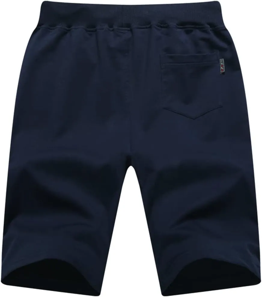 QPNGRP Mens Shorts Casual Drawstring Zipper Pockets Elastic Waist