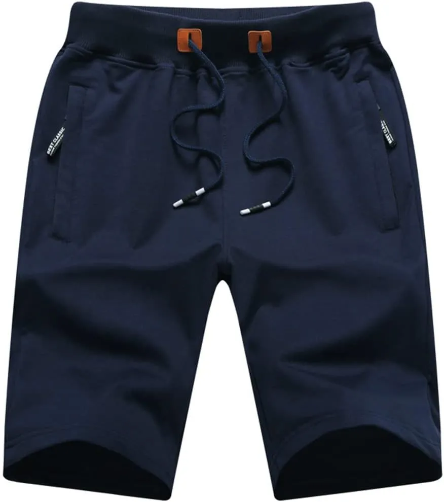 QPNGRP Mens Shorts Casual Drawstring Zipper Pockets Elastic Waist