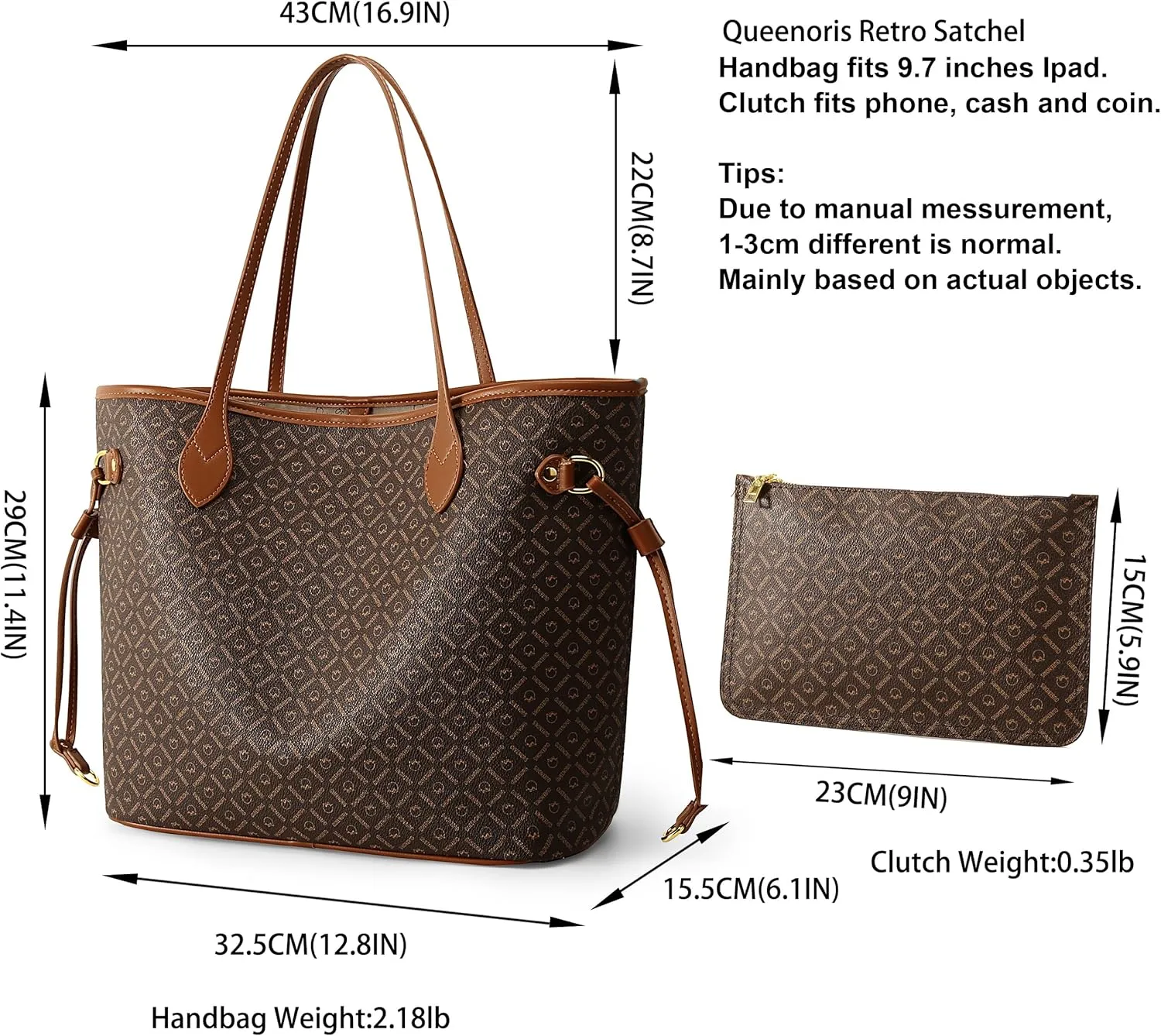 Queenoris Tote Bag for Women, Designer Fashion Purses Top Handle Satchel Large Capacity Classic Shoulder Bags