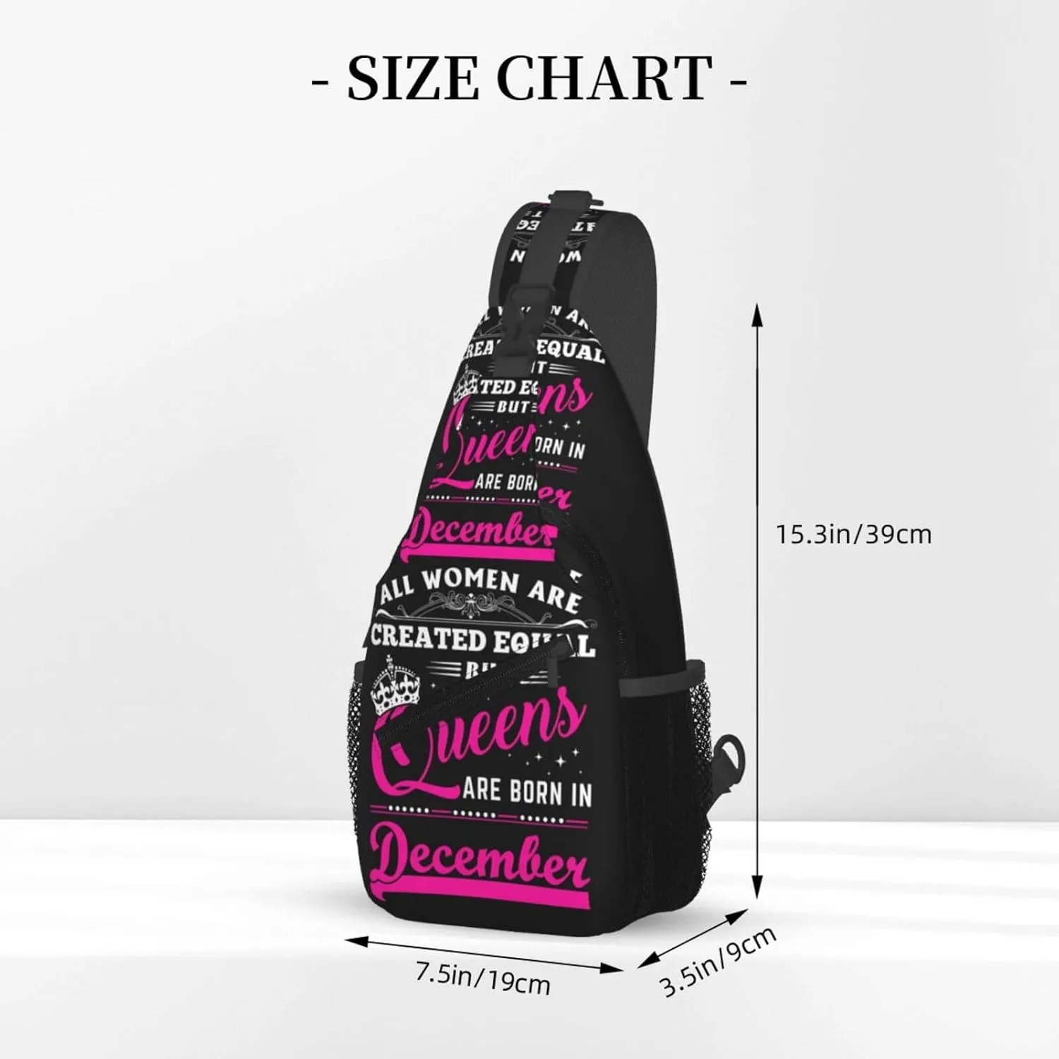 Queens Are Born In December Crossbody Bag Cross Chest Bag Adjustable Sling Backpack Sports Gym Shoulder Bags Travel Cycling Daypack Diagonally Casual Rucksack