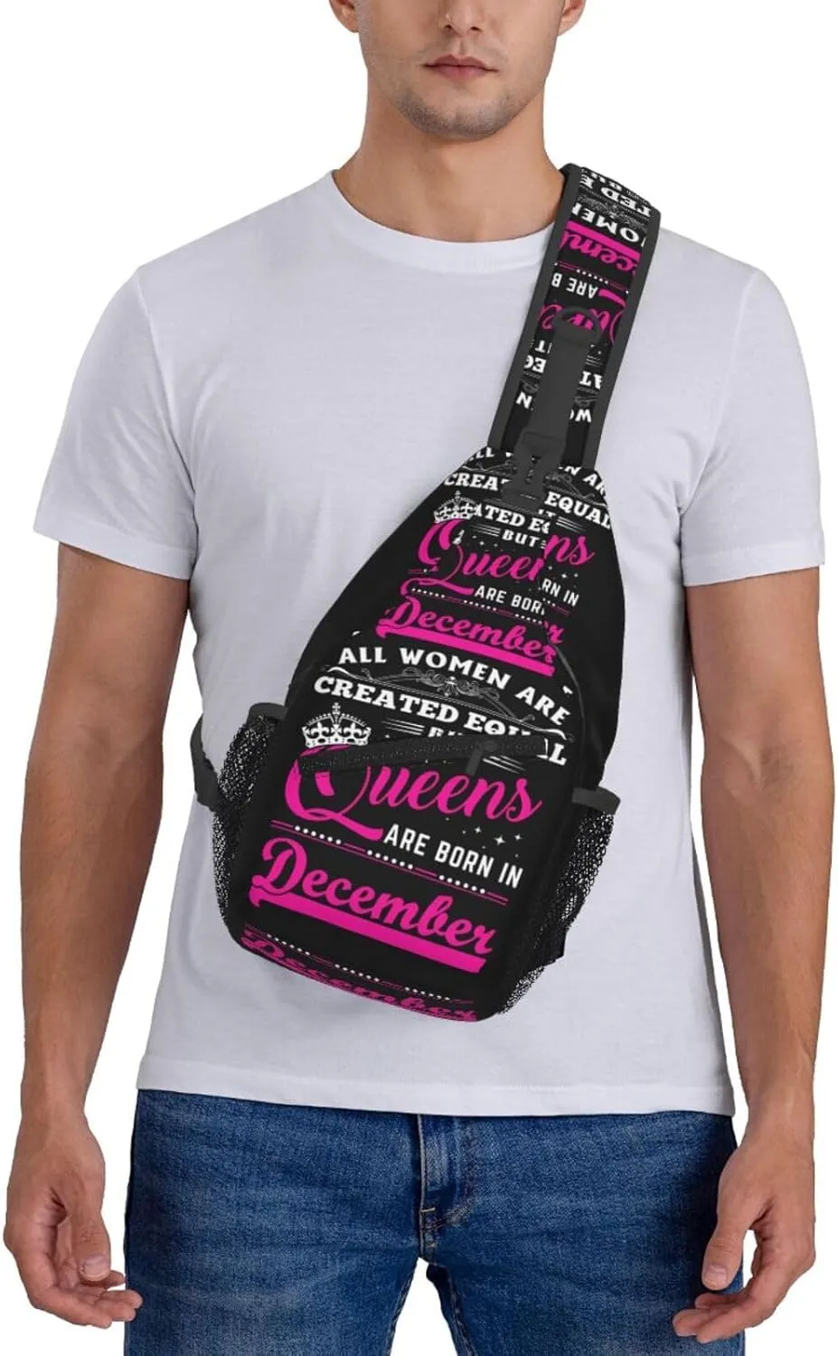 Queens Are Born In December Crossbody Bag Cross Chest Bag Adjustable Sling Backpack Sports Gym Shoulder Bags Travel Cycling Daypack Diagonally Casual Rucksack