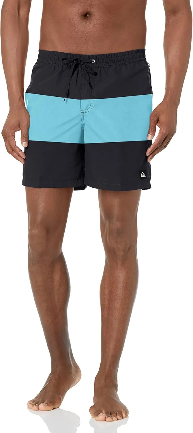 Quiksilver Men's Solid Elastic Waist Volley Boardshort Swim Trunk Bathing Suit