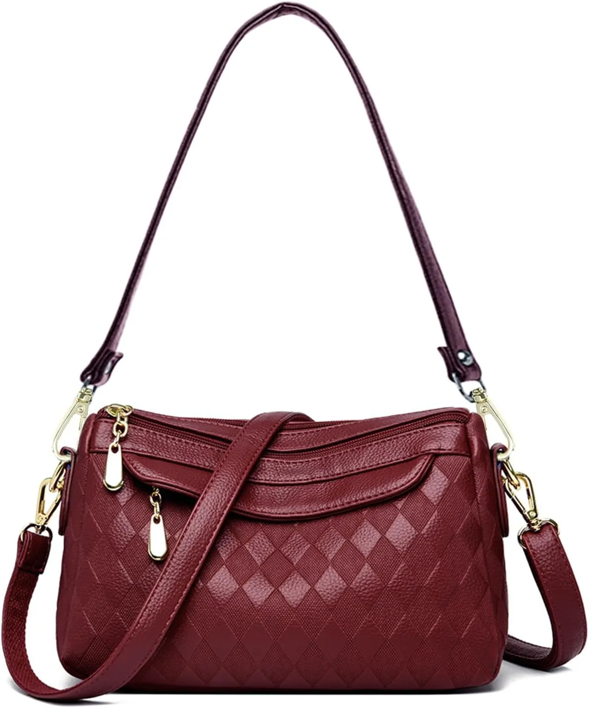 Quilted Hobo Bags for Women PU Leather Crossbody Purses Small Shoulder Handbag Trendy Tote Bag Satchel Bag