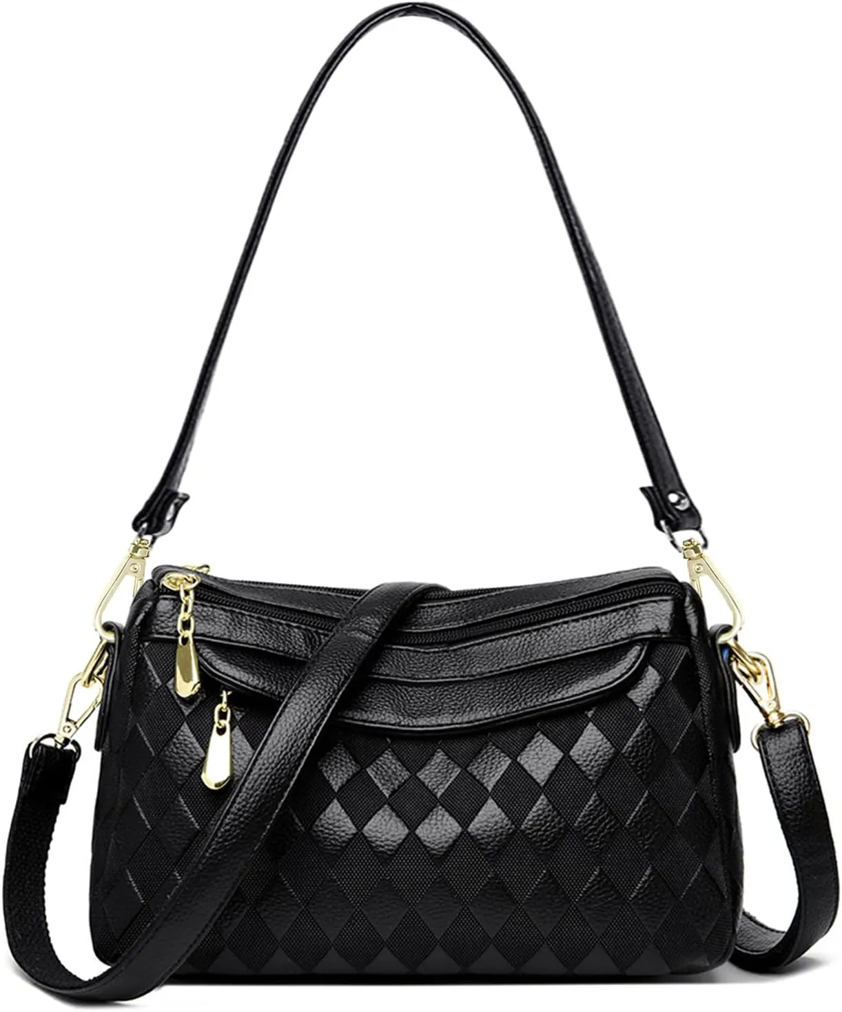 Quilted Hobo Bags for Women PU Leather Crossbody Purses Small Shoulder Handbag Trendy Tote Bag Satchel Bag