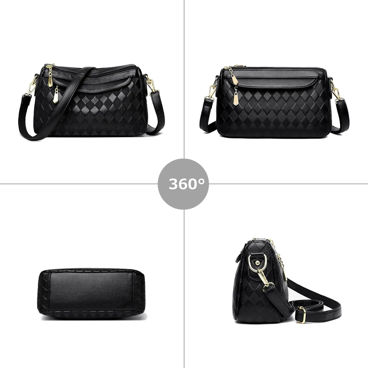 Quilted Hobo Bags for Women PU Leather Crossbody Purses Small Shoulder Handbag Trendy Tote Bag Satchel Bag