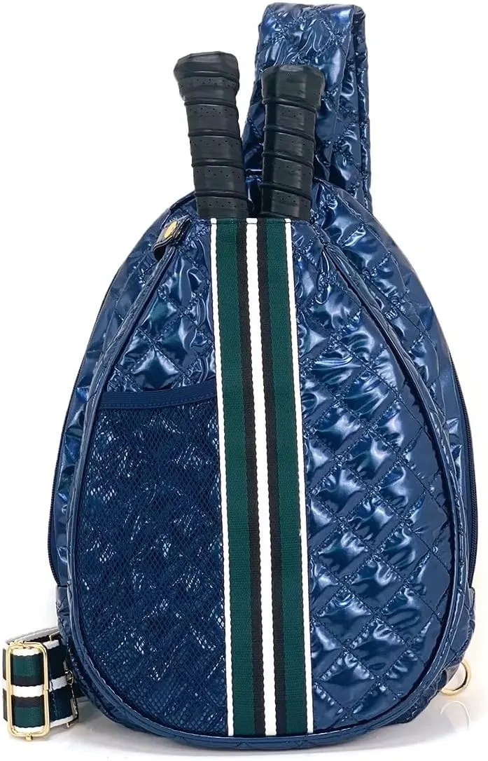 Quilted Pickleball Sling Bag, Crossbody Design with Reflective Stripe, Pickleball Puffer Bags for Women and Men, Pickleball Bags for Ladies