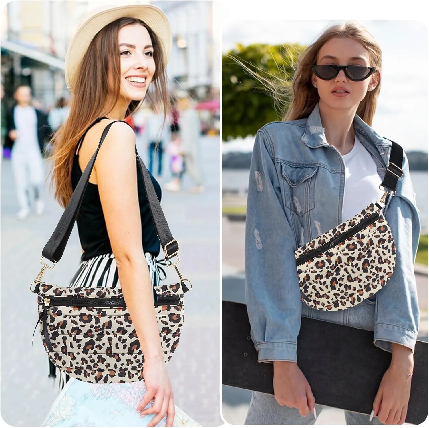 Quilted Puffer Belt Bag Puffy Sling Bag Fanny Pack Puffer Crossbody Bags Chest Belt Bum Waist Bag Purse Shoulder Bag for Women Gift