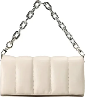 Quilted Shoulder Bags for Women PU Leather Ladies Hobo Handbag Y2k Purses with Chain Strap Stylish Clutch