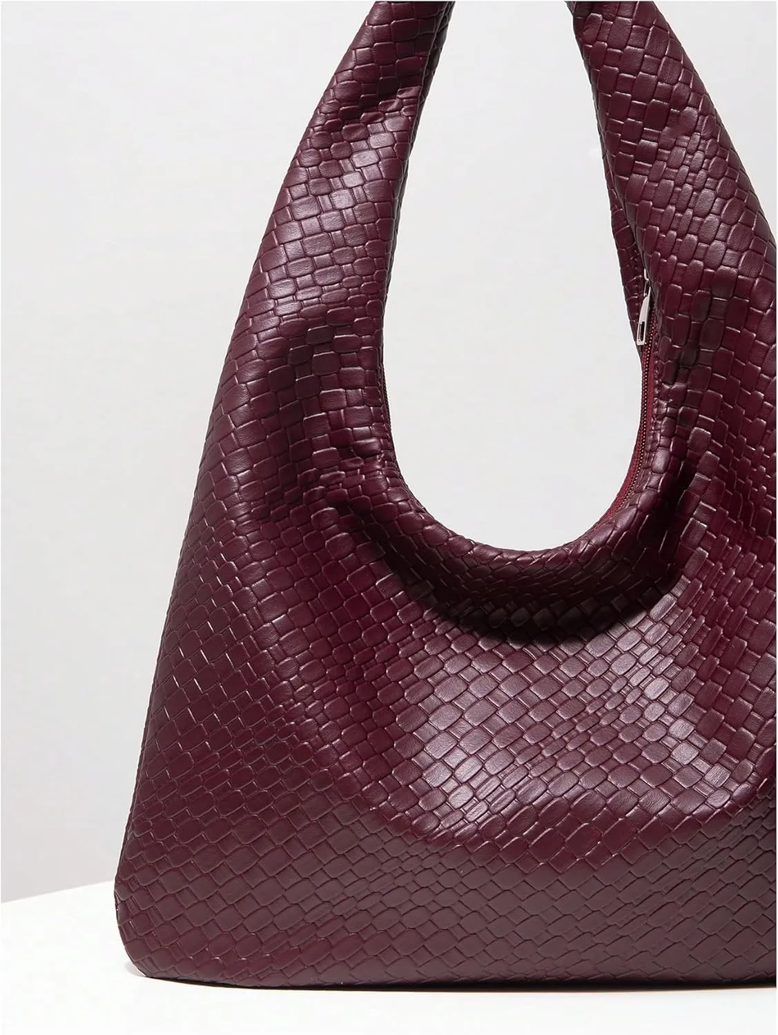 QWINEE Women's Hobo Bags Knot Strap Shoulder Bag Zipper Textured Pu Leather Tote Bag Evening Clutch Purse