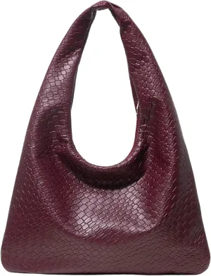 QWINEE Women's Hobo Bags Knot Strap Shoulder Bag Zipper Textured Pu Leather Tote Bag Evening Clutch Purse