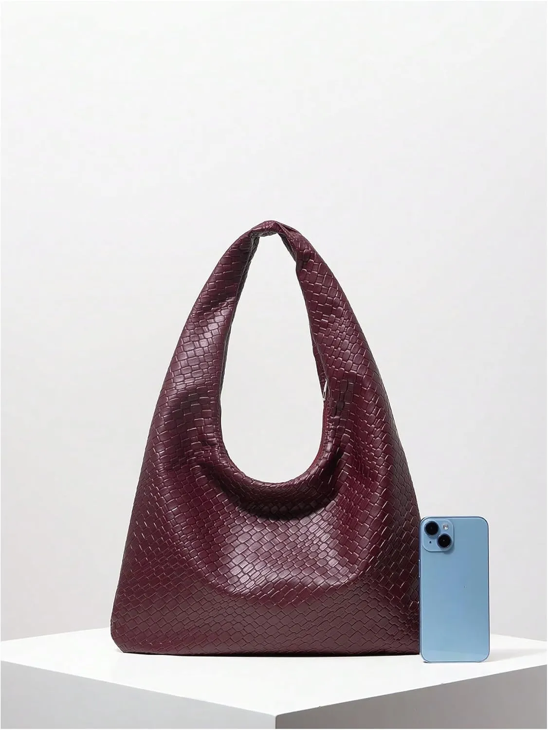 QWINEE Women's Hobo Bags Knot Strap Shoulder Bag Zipper Textured Pu Leather Tote Bag Evening Clutch Purse