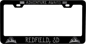 R and R Imports Redfield South Dakota Laser Etched Vanity Black Metal License Plate Frame