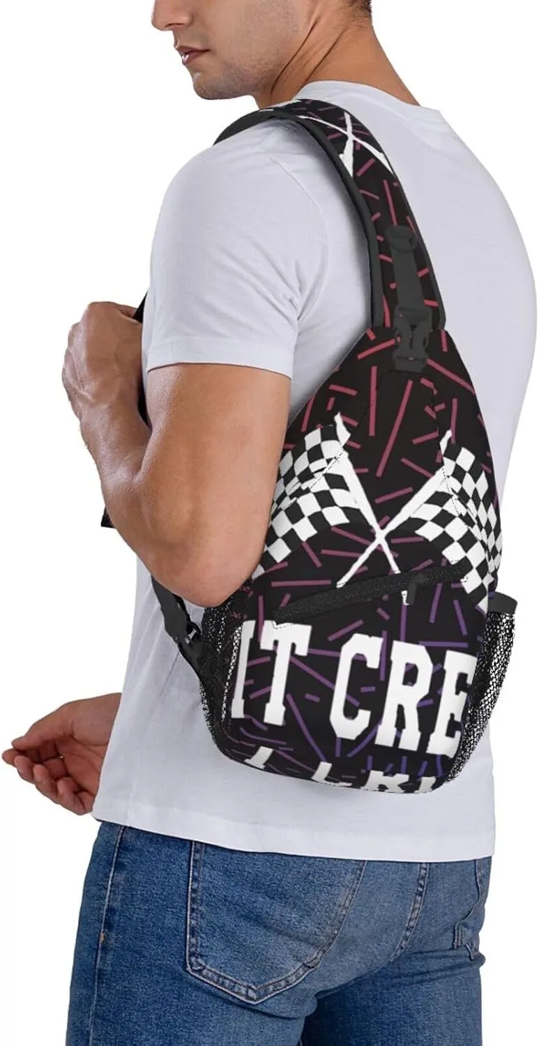 Racing Pit Crew Crossbody For Men Women Sling Chest Bag Shoulder Bag Lightweight One Strap Backpack Multipurpose Travel Hiking Daypack