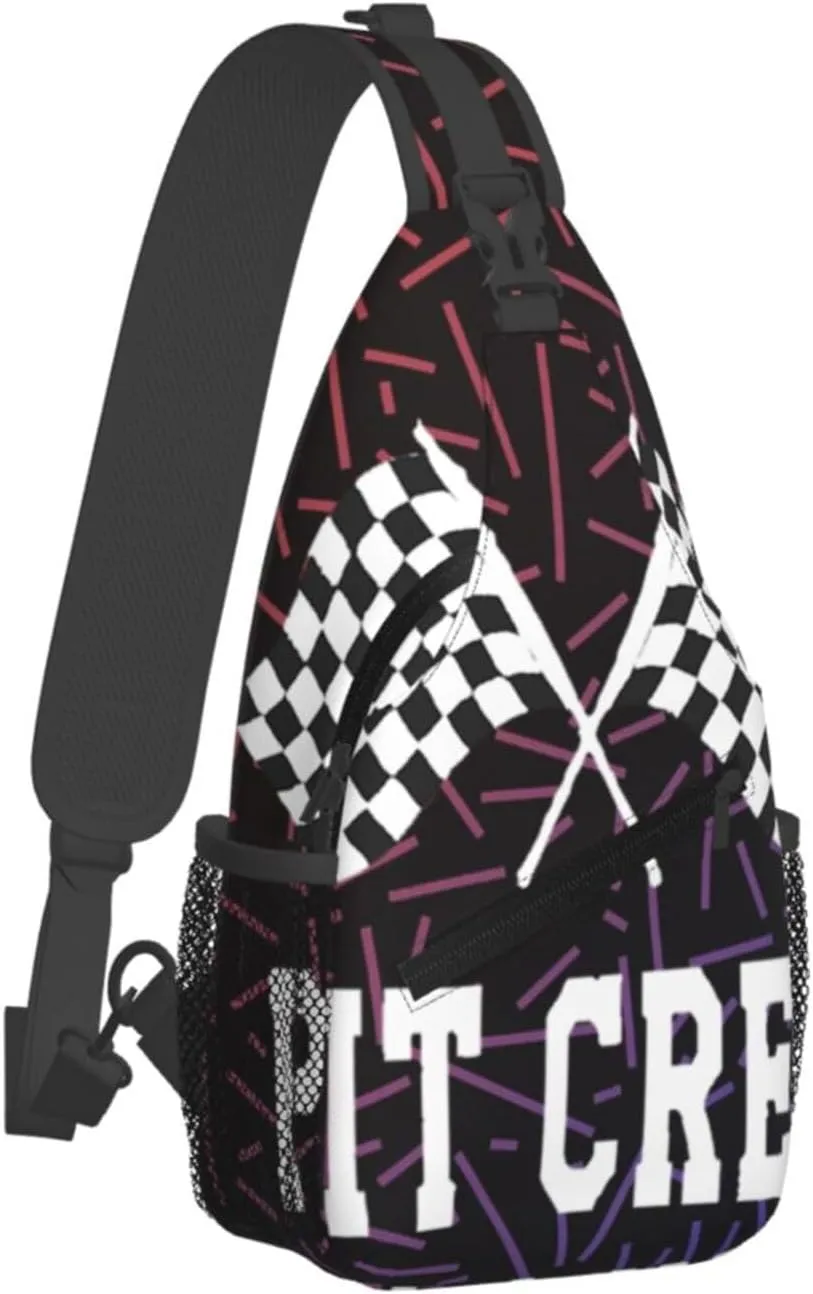 Racing Pit Crew Crossbody For Men Women Sling Chest Bag Shoulder Bag Lightweight One Strap Backpack Multipurpose Travel Hiking Daypack