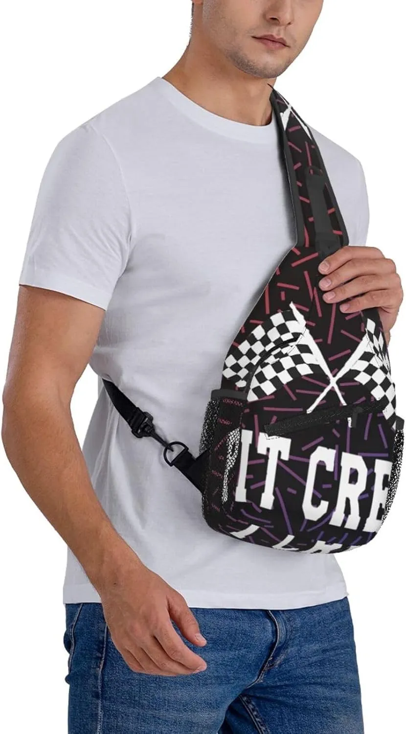 Racing Pit Crew Crossbody For Men Women Sling Chest Bag Shoulder Bag Lightweight One Strap Backpack Multipurpose Travel Hiking Daypack