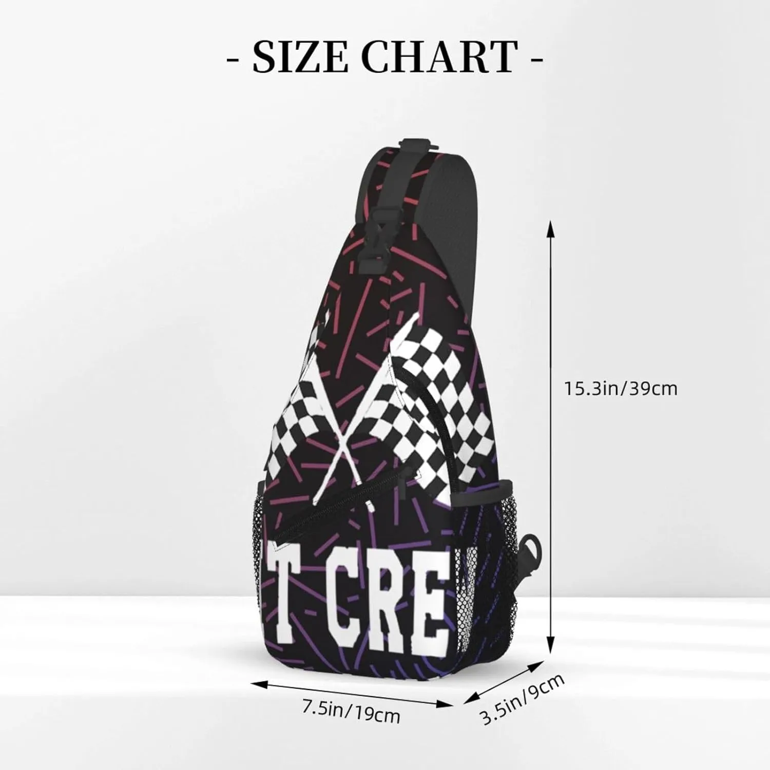 Racing Pit Crew Crossbody For Men Women Sling Chest Bag Shoulder Bag Lightweight One Strap Backpack Multipurpose Travel Hiking Daypack