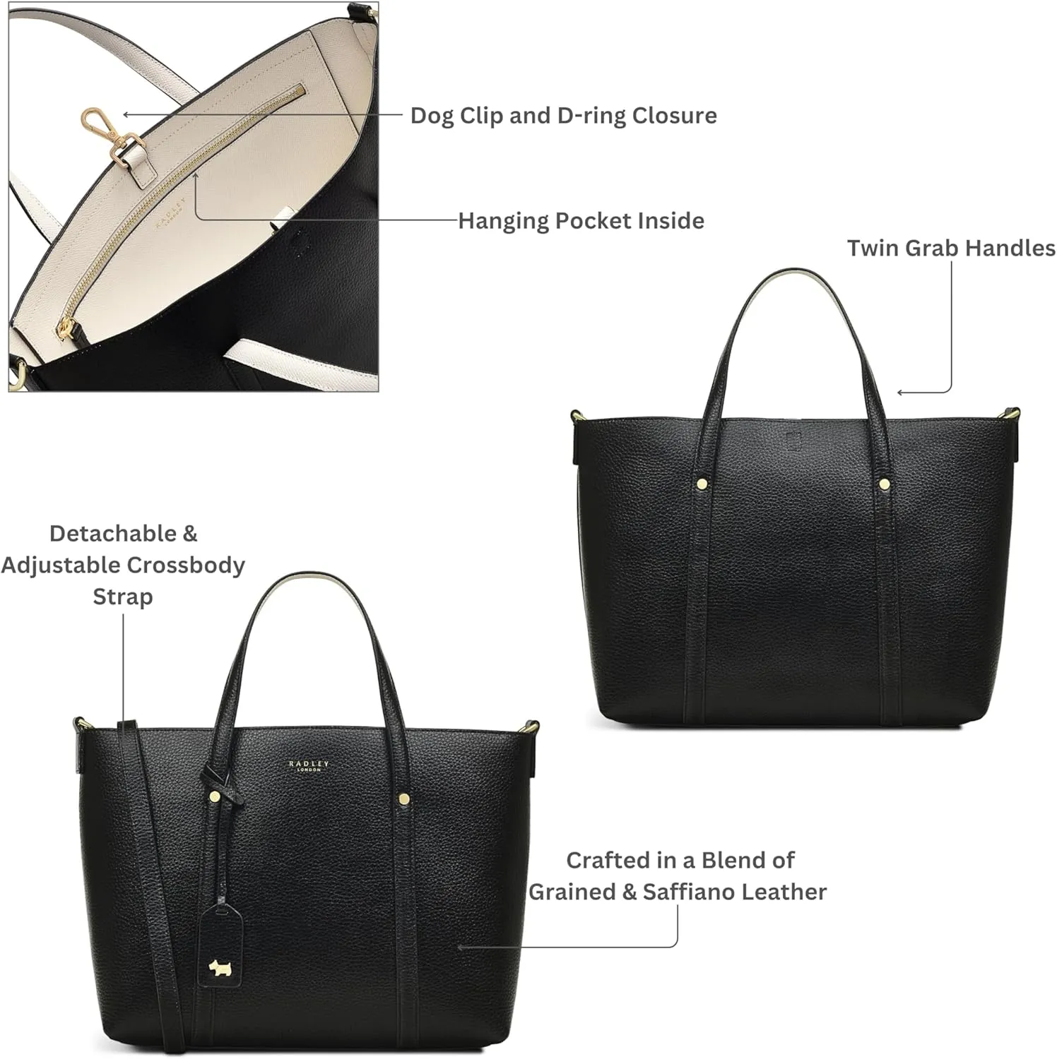 RADLEY London Smithfields Way Women's Medium Leather Open Top Satchel Bag