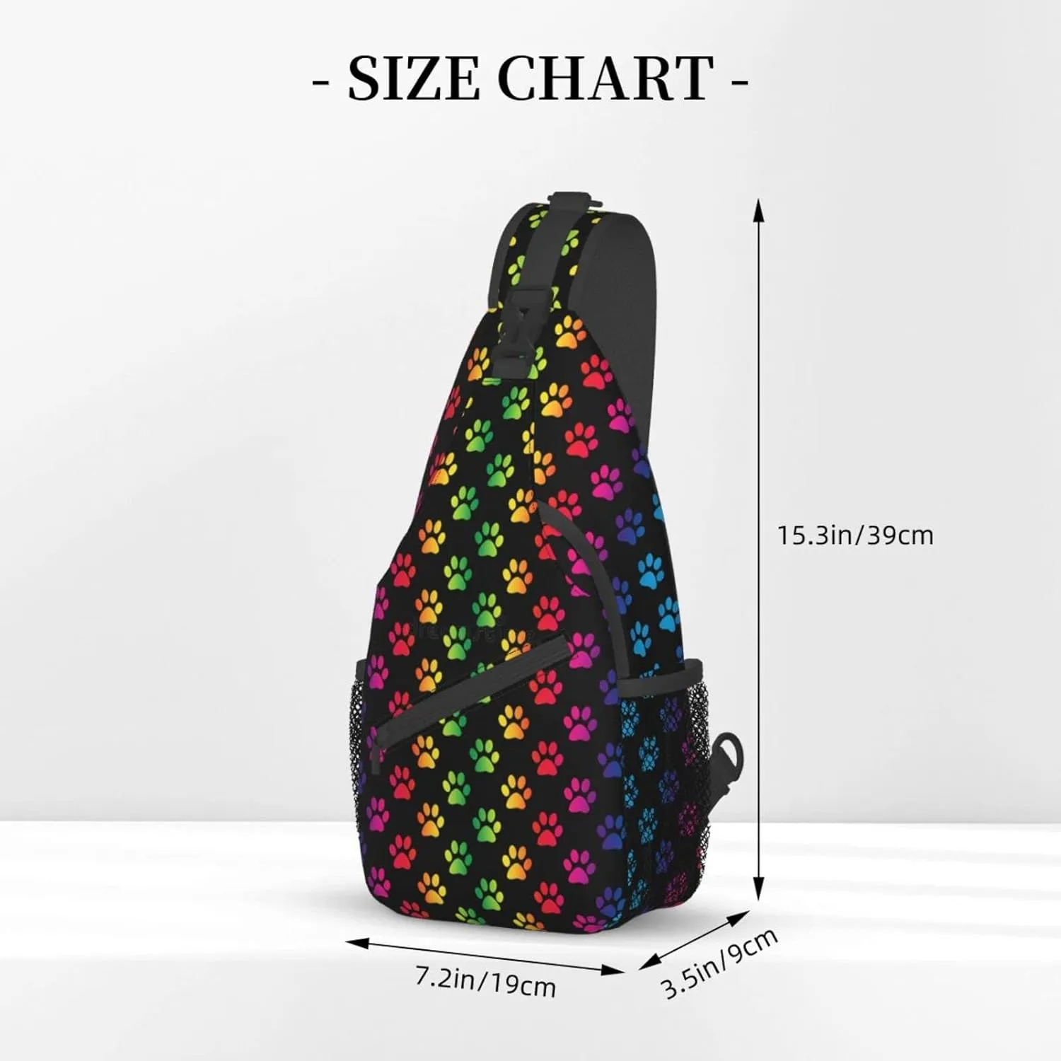 Rainbow Dog Cat Paw Print Sling Backpack Chest Bag Crossbody Shoulder Bag Gym Cycling Travel Hiking Daypack For Men Women
