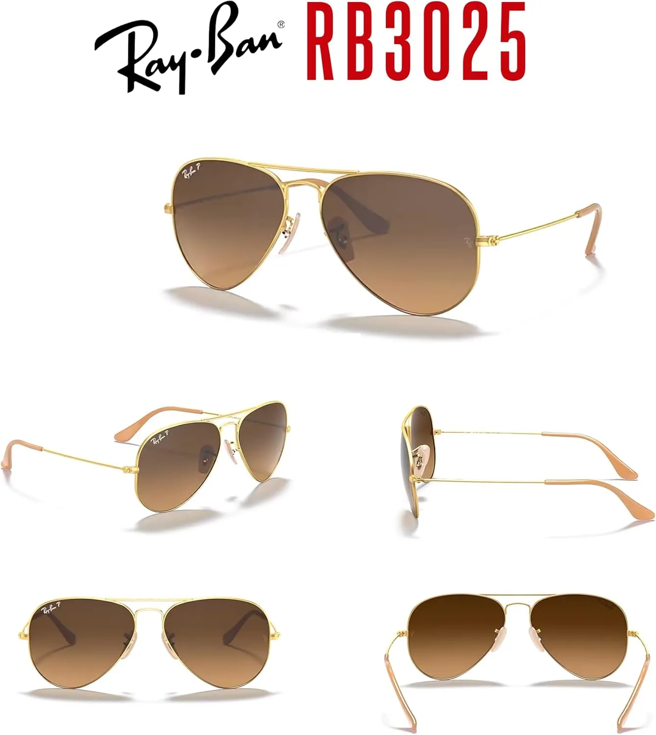 Ray-Ban RB3025 Metal POLARIZED Aviator Sunglasses For Men For Women   BUNDLE with Designer iWear Eyewear Care Kit