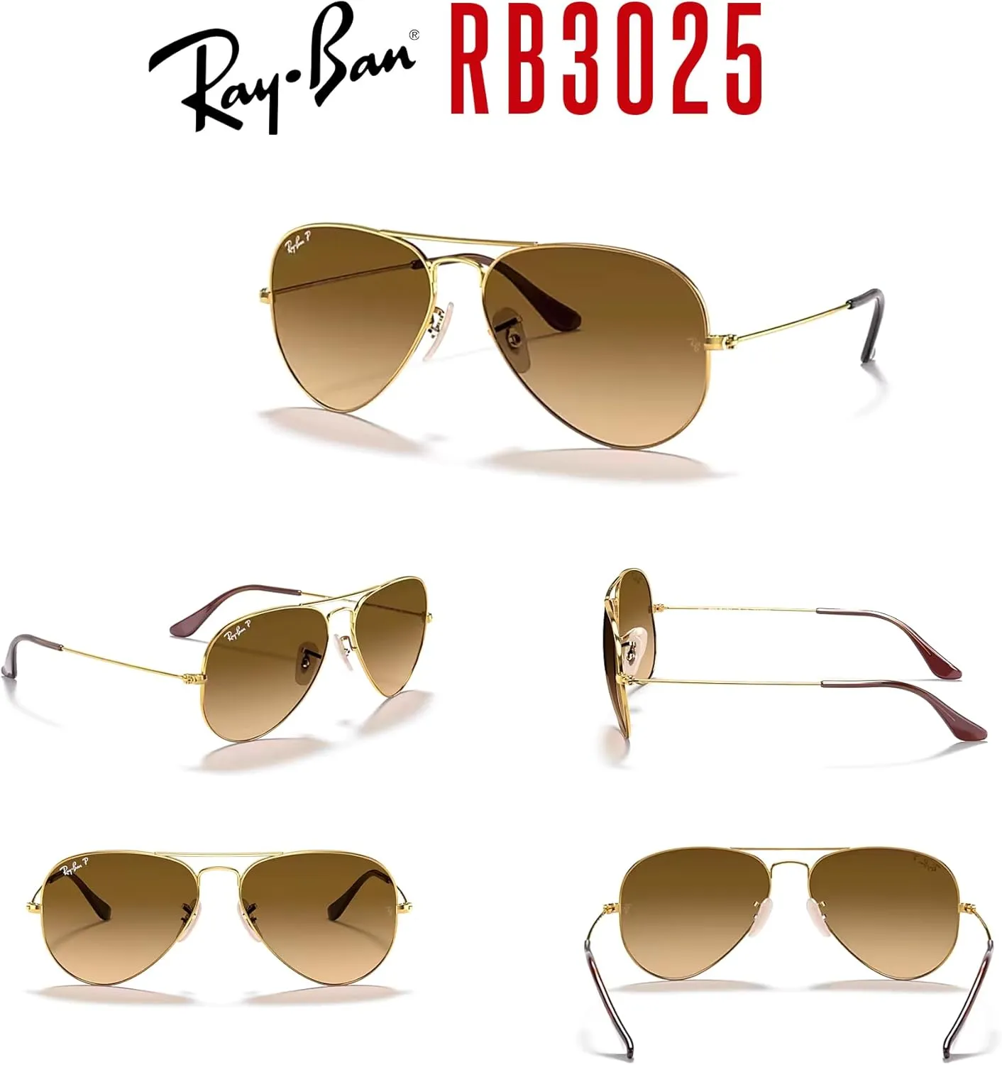 Ray-Ban RB3025 Metal POLARIZED Aviator Sunglasses For Men For Women   BUNDLE with Designer iWear Eyewear Care Kit