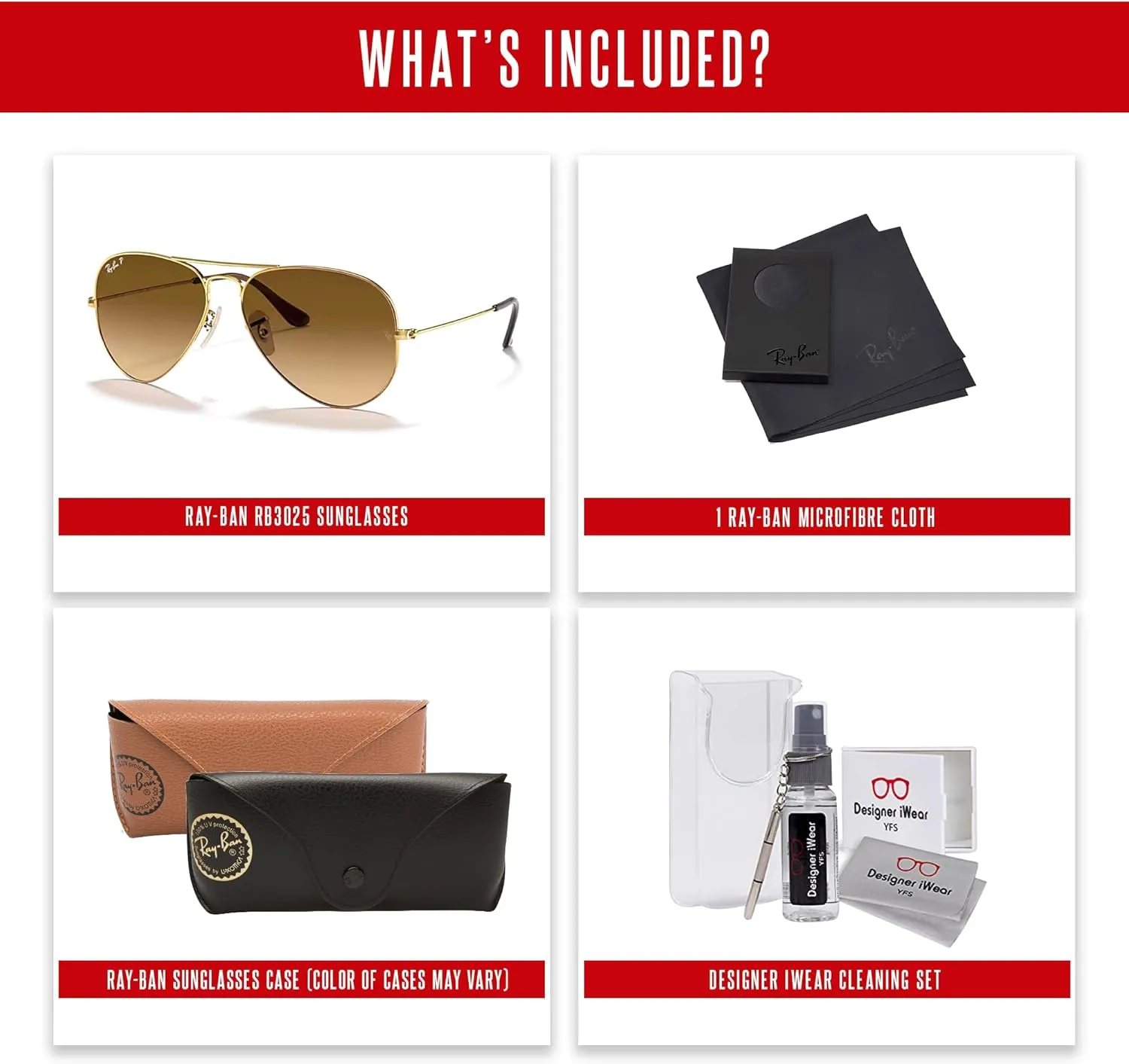 Ray-Ban RB3025 Metal POLARIZED Aviator Sunglasses For Men For Women   BUNDLE with Designer iWear Eyewear Care Kit