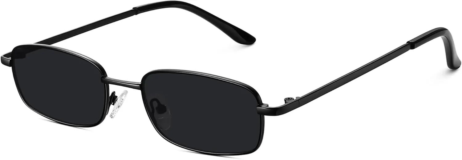 Rectangle Sunglasses for Women 90s Retro Small Narrow Square Frame UV400 Protection