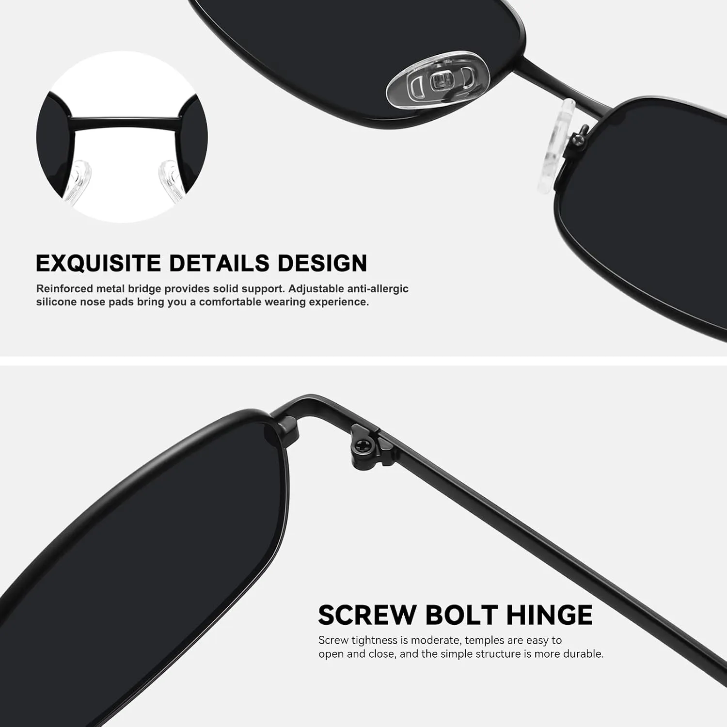 Rectangle Sunglasses for Women 90s Retro Small Narrow Square Frame UV400 Protection