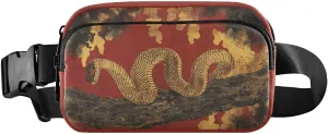 Red Chinese Snake Fanny Pack for Women Men Crossbody Belt Bag Fashion Waist Packs Purse with Adjustable Strap Waist Pouch for Shopping Traveling