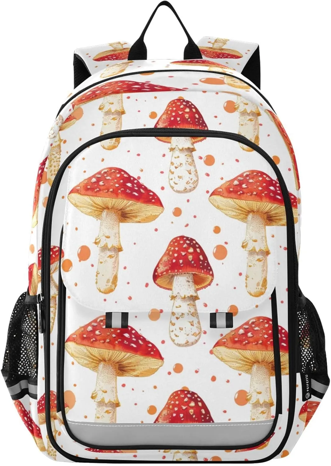 Red Poisonous Mushroom Backpack for Boys Girls Elementary School Bag Kids Bookbag Travel Rucksack With Reflective Stripes