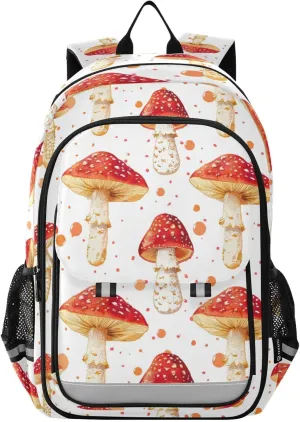 Red Poisonous Mushroom Backpack for Boys Girls Elementary School Bag Kids Bookbag Travel Rucksack With Reflective Stripes