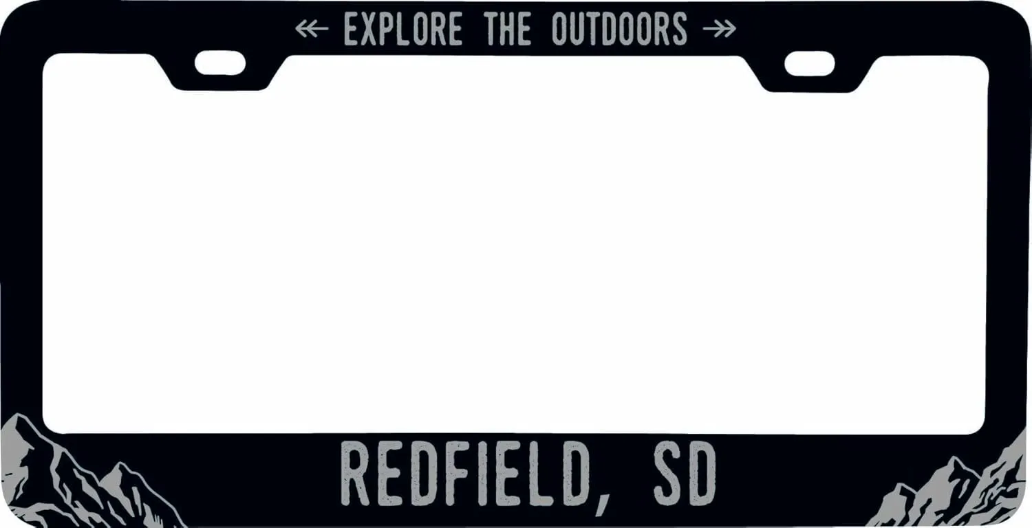Redfield South Dakota Souvenir Engraved Metal License Plate Frame Explore the Outdoor design Black