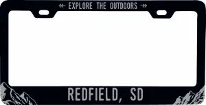 Redfield South Dakota Souvenir Engraved Metal License Plate Frame Explore the Outdoor design Black
