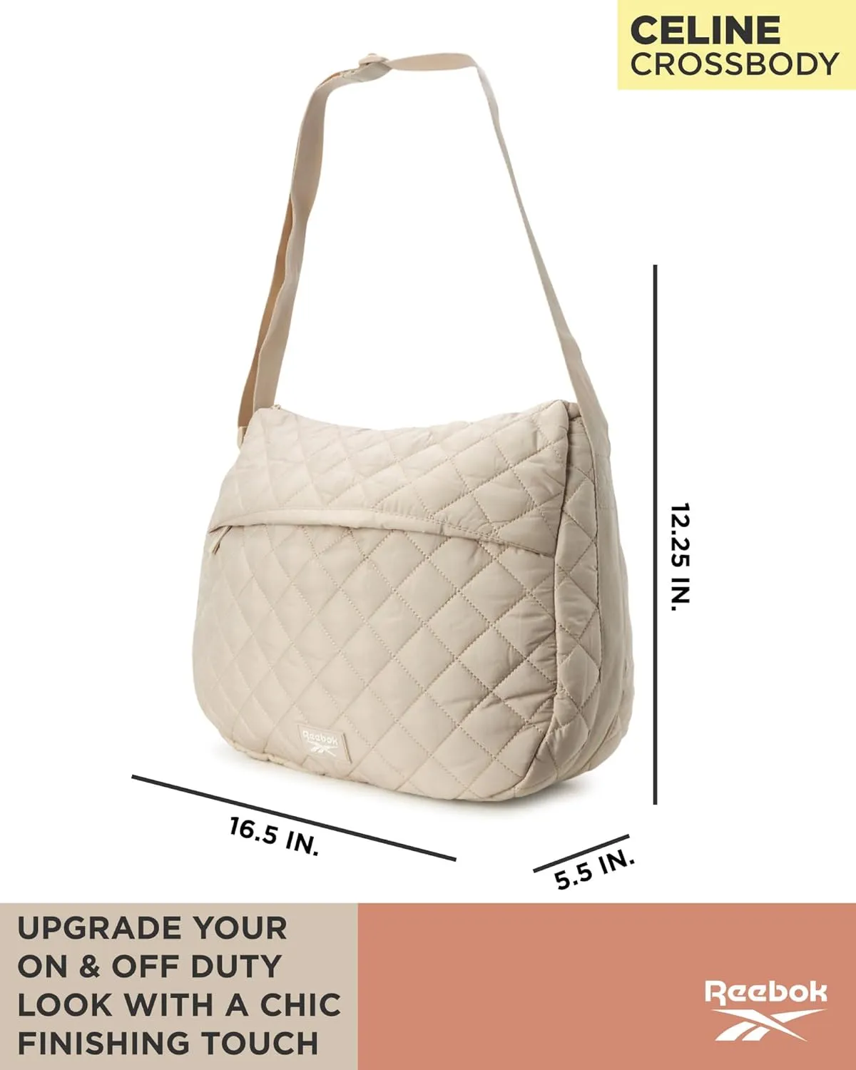 Reebok Women's Crossbody Bag - Stylish Lightweight Nylon Quilted and Non-Quilted Everyday Sling Bags for Women
