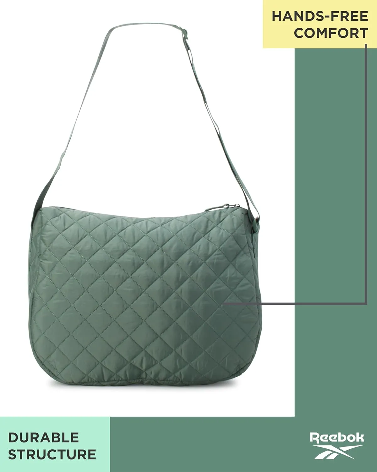 Reebok Women's Crossbody Bag - Stylish Lightweight Nylon Quilted and Non-Quilted Everyday Sling Bags for Women