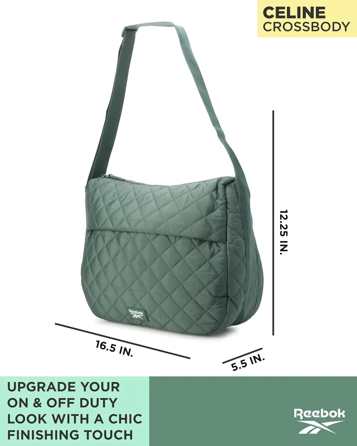 Reebok Women's Crossbody Bag - Stylish Lightweight Nylon Quilted and Non-Quilted Everyday Sling Bags for Women