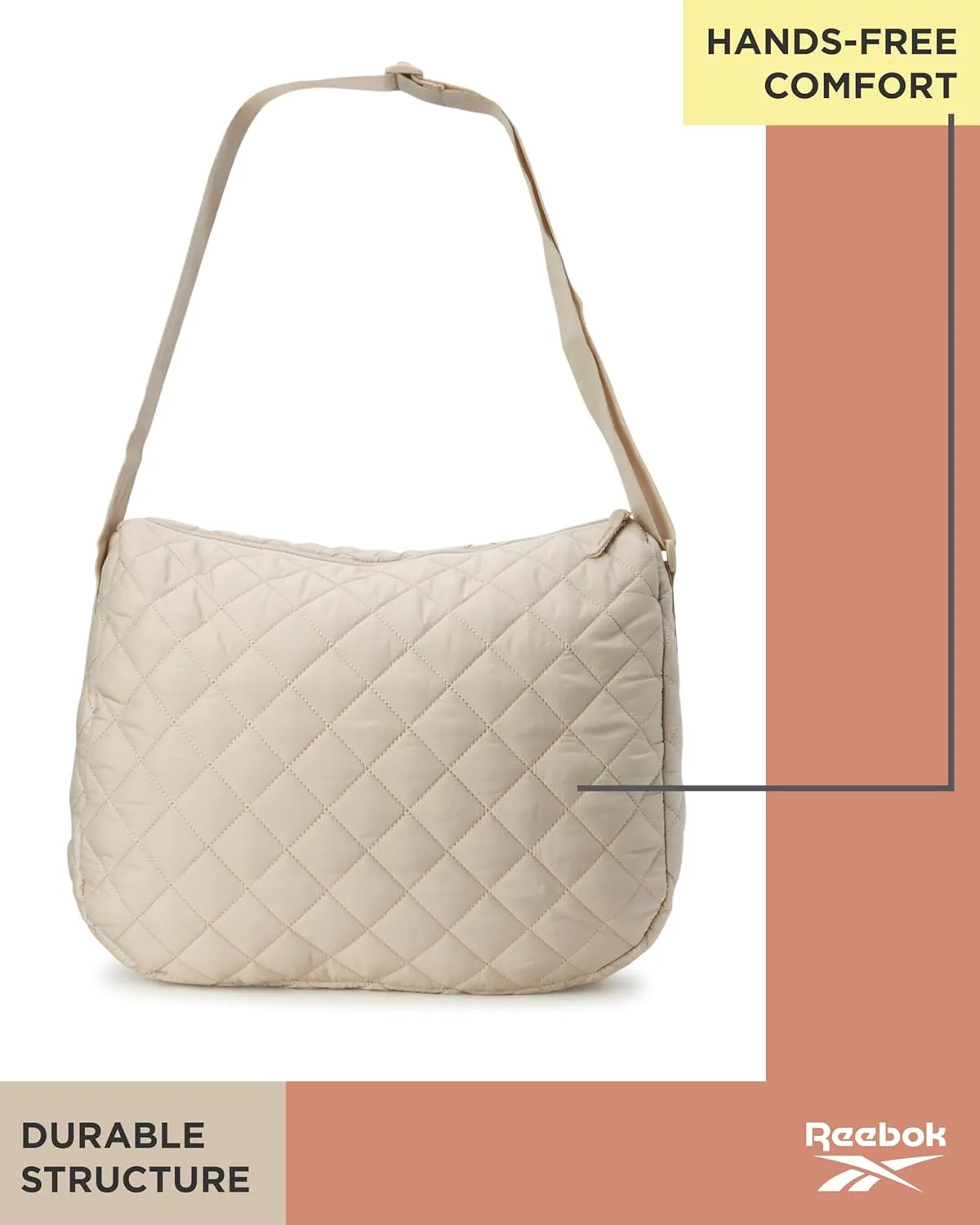 Reebok Women's Crossbody Bag - Stylish Lightweight Nylon Quilted and Non-Quilted Everyday Sling Bags for Women