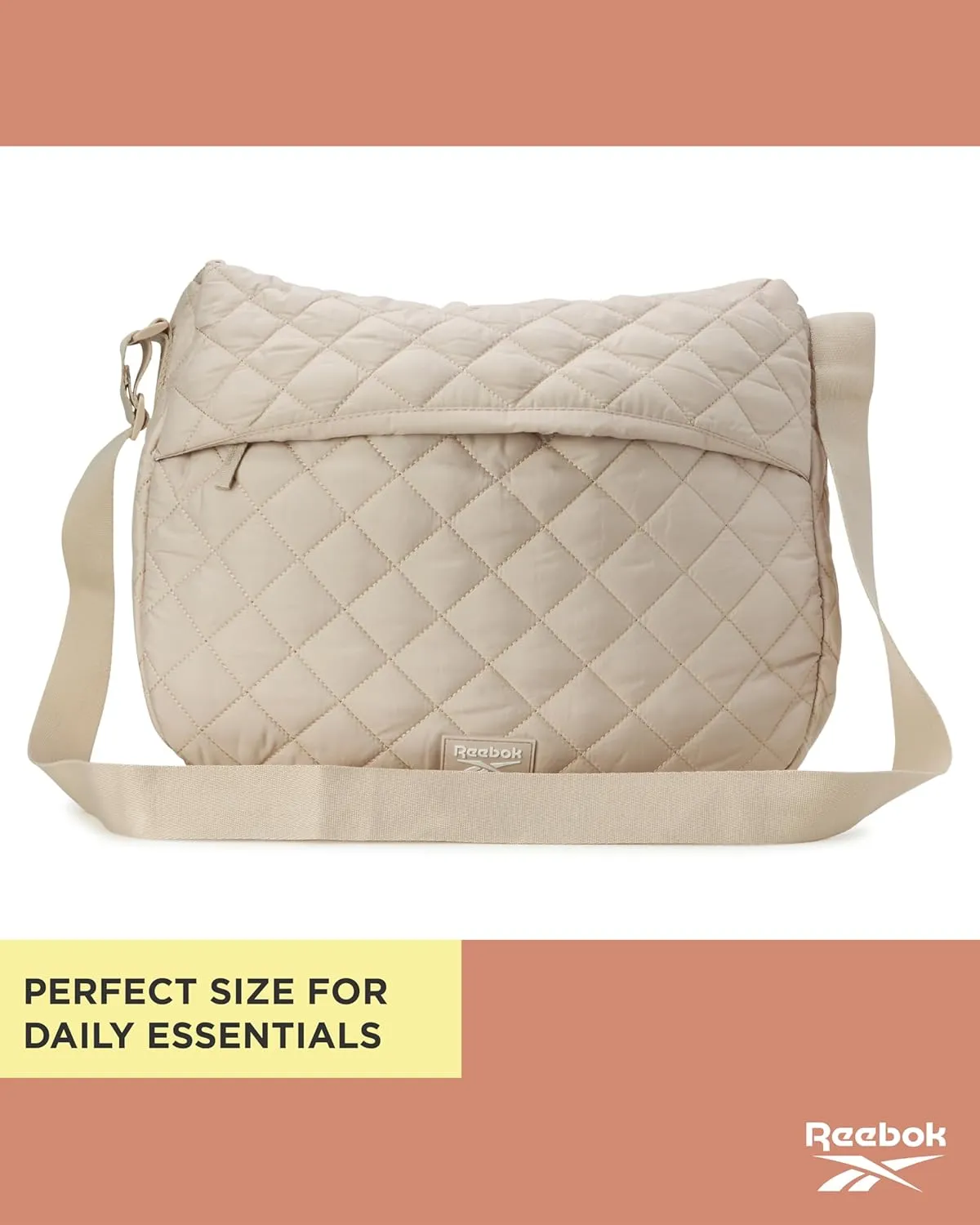 Reebok Women's Crossbody Bag - Stylish Lightweight Nylon Quilted and Non-Quilted Everyday Sling Bags for Women