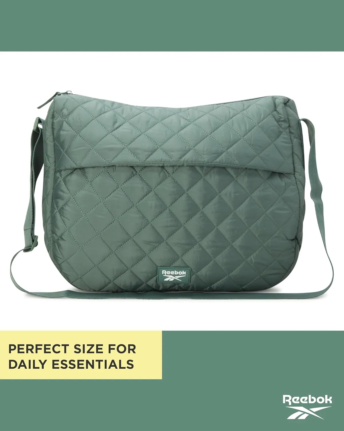 Reebok Women's Crossbody Bag - Stylish Lightweight Nylon Quilted and Non-Quilted Everyday Sling Bags for Women
