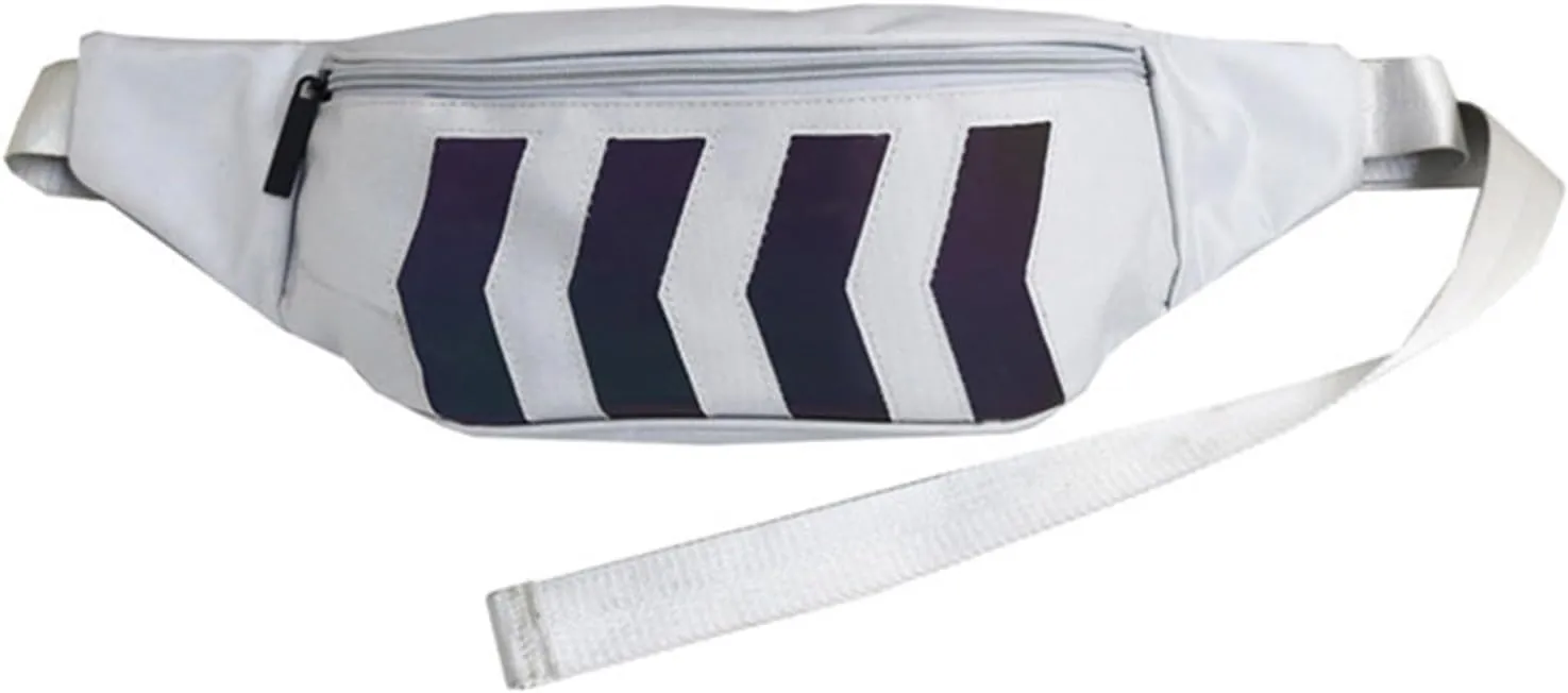 Reflective Fanny Pack, Unisex Waist Bag,Women's And Men's Sports Cross Body Waist Bag, Zipper Adjustable Shoulder Strap Black Belt Bag, Suitable For Outdoor And Gym (Reflective light gray)