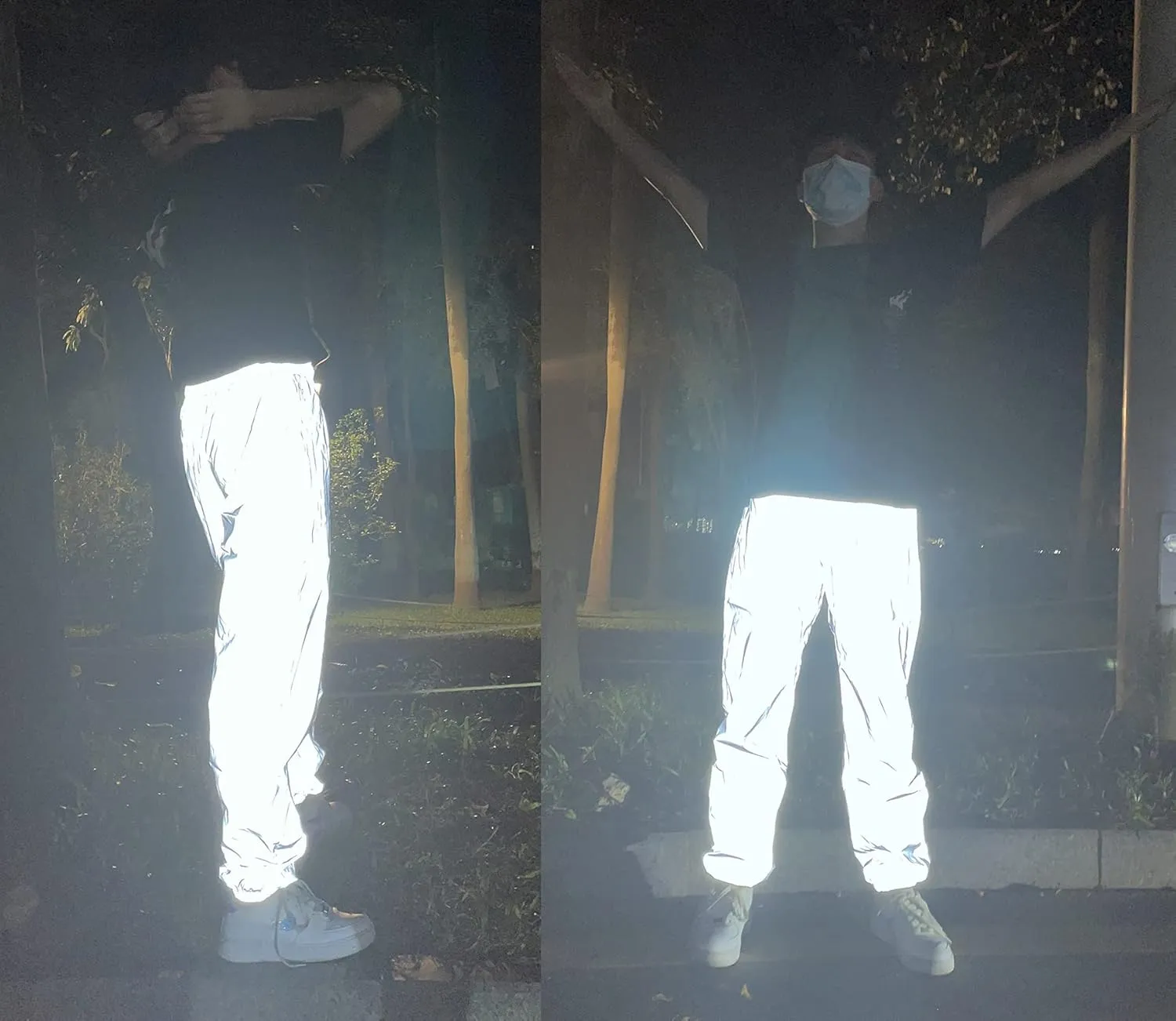 Reflective Pants Men Brand Hip Hop Dance Fluorescent Trousers Casual Harajuku Night Sporting Jogger Pants Gray