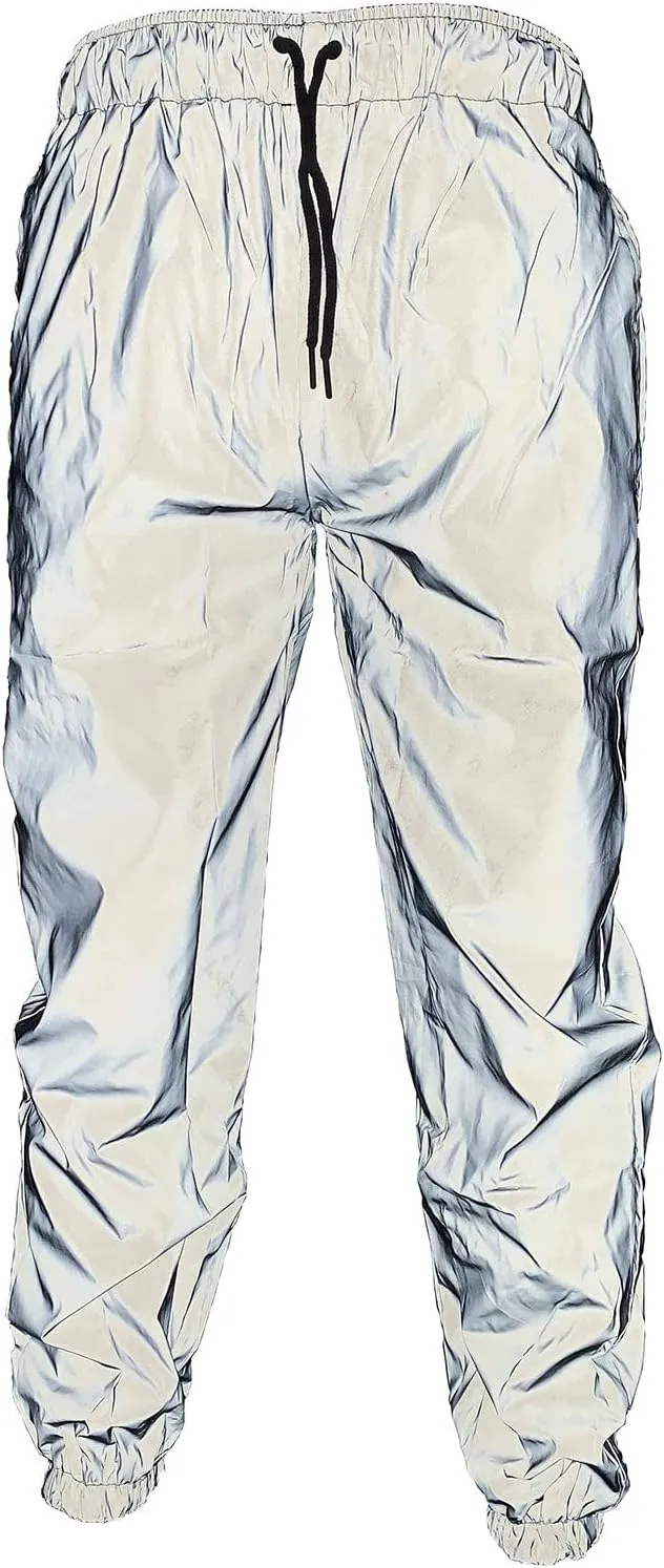 Reflective Pants Men Brand Hip Hop Dance Fluorescent Trousers Casual Harajuku Night Sporting Jogger Pants Gray