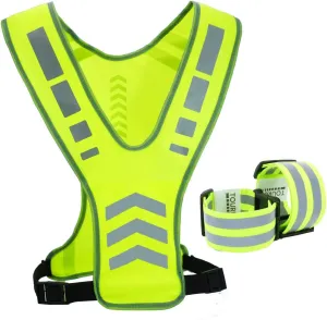Reflective Running Vest Gear with Pocket for Women Men Kids, Safety Reflective Vest Bands for Night Cycling Walking Bicycle Jogging